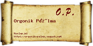 Orgonik Pálma névjegykártya